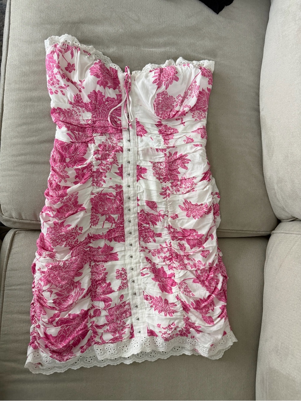Skylar + Madison White Mini Dress with Pink Floral Print